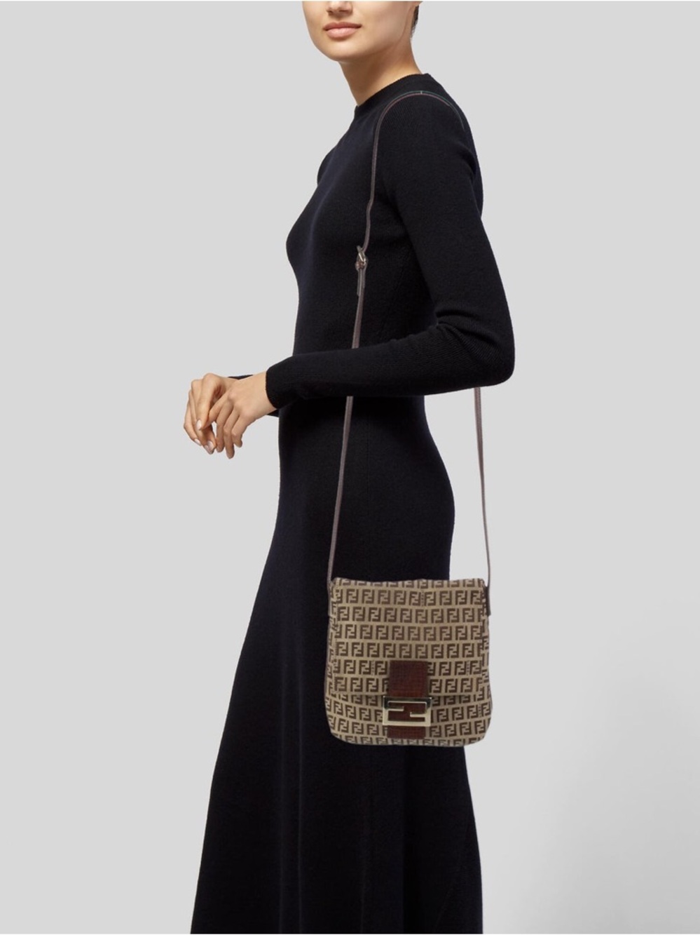 Fendi Vintage Zucchino Brown and Tan Monogram Crossbody Bag w/Dust Bag and COA - Picture 2 of 16